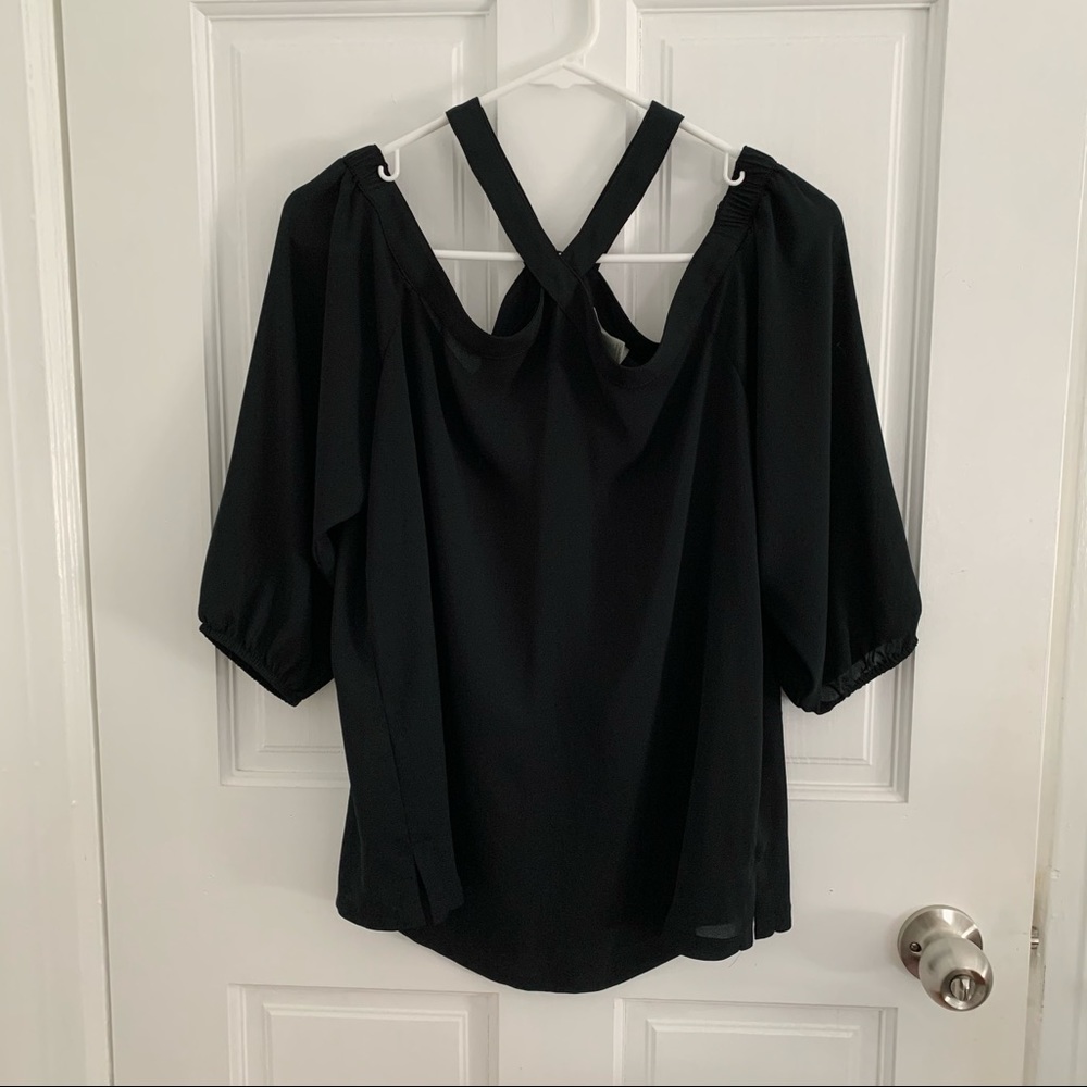 Loft cold shoulder cross neck blouse